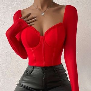 🌹Gorgeous, red, sheer, bodysuit corset 🌹